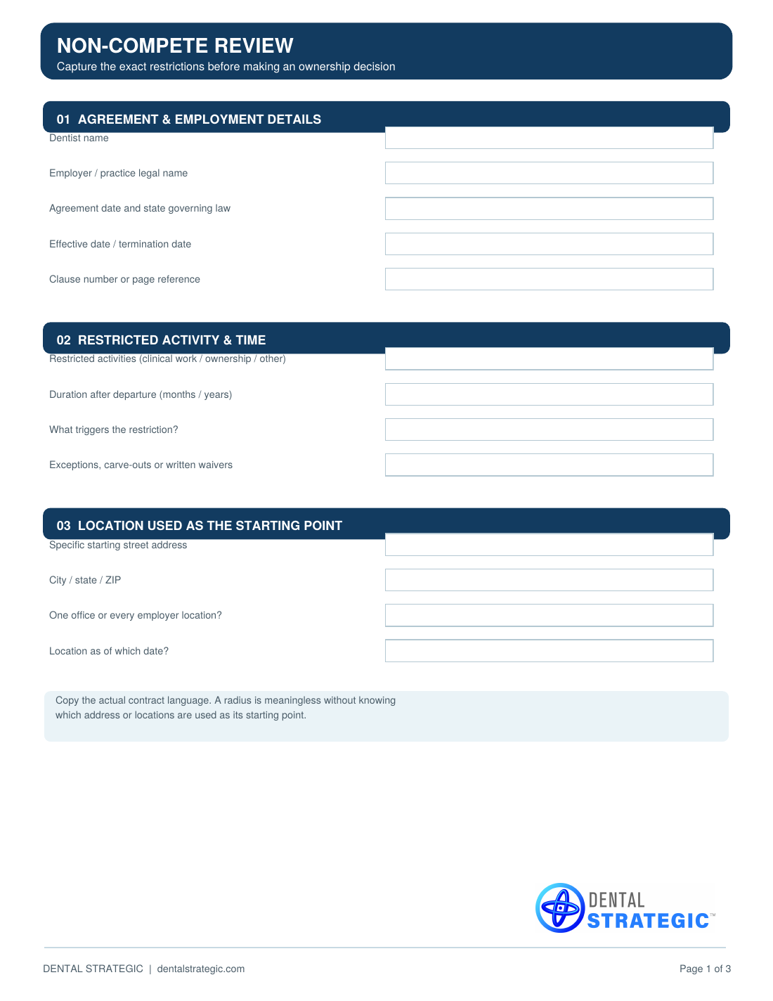 Non-Compete Review Worksheet cover